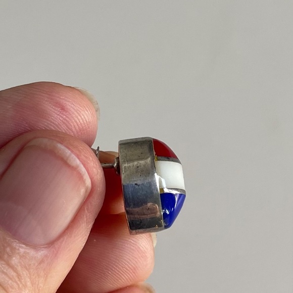 Red white blue sterling silver earrings - Picture 3 of 4